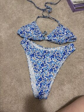 Blue Floral Kids Two-Piece Swim Set